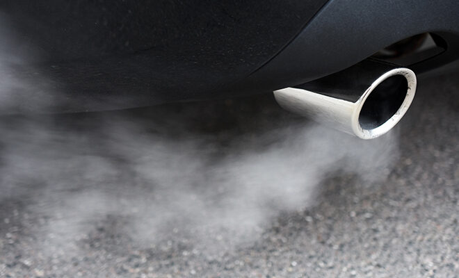 Car exhaust with fumes